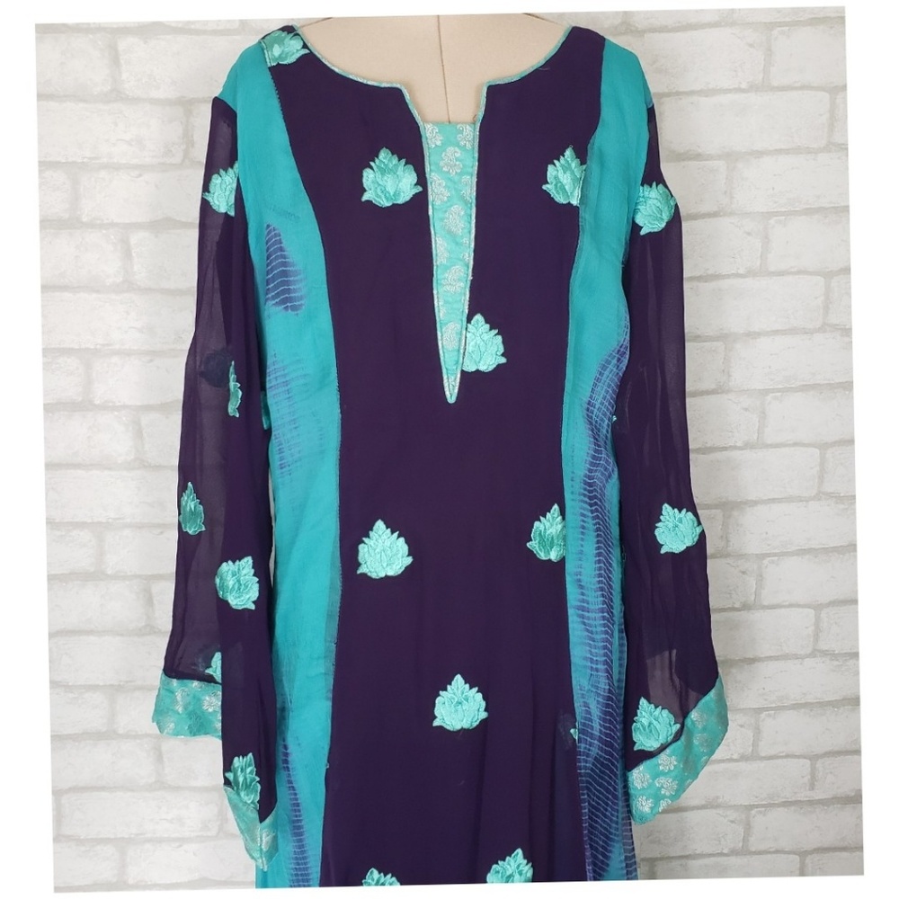 Handmade Hand Dyed Embroidered Kurta Dress S/M - Picture 2 of 8